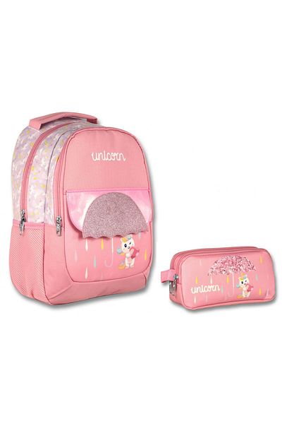 ÜMİT ÇANTA Pink Glitter Ummit Bag - Girl's School and Pen Set