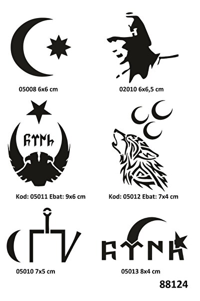 Airbrush Tattoo Milli Semboller 6 Adet Geçici Dövme Kalıbı Spreysiz Sadece Şa...