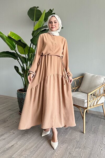 InStyle Μαλακό φόρεμα Ayrobin Merya Tunnel Belted - Milk Brown