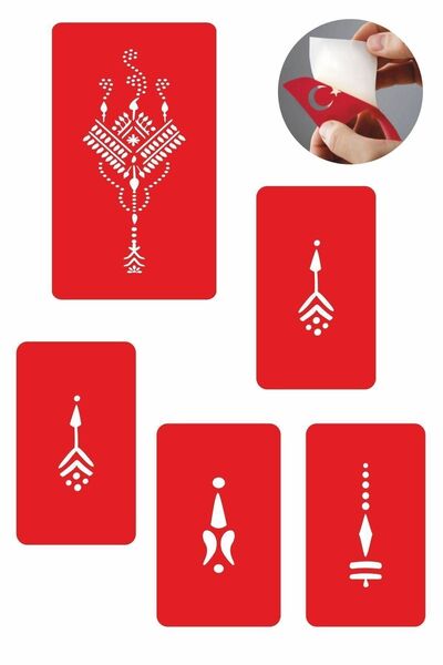 Airbrush Tattoo Mısır Motifi 5 Adet Geçici Dövme Kına Şablonu