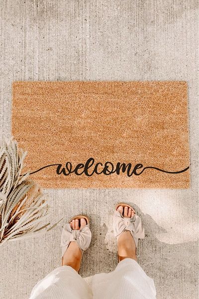 Paspas Yap Welcome Handwritten Striped Door Mat on the Bottom Outside Door Mat Non-Slip Mat Koko Mat