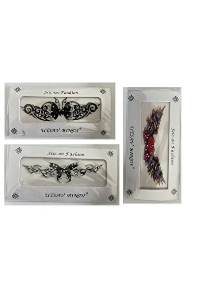 Airbrush Tattoo Taşlı Yapıştırma Dövme 3 Adet Birden Set9