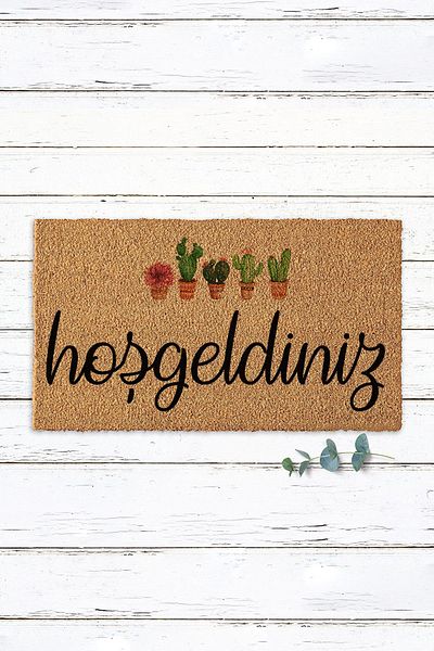 Paspas Yap Cactus Welcome Written Koko Doormat Exterior Door Mat Doormat for Home