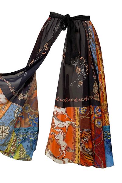 pistore Ethnic Patterned Waist Tie Long Pareo Women's Beach Dress New Season