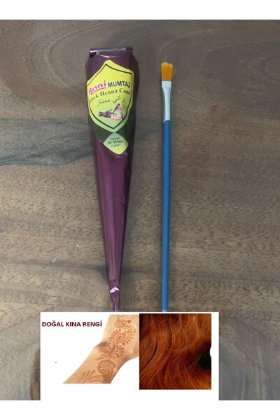 Airbrush Tattoo Doğal Kına Rengi Jumbo  50 gram 1 Tüp Kına Fırça ve 1 Sayfa D...