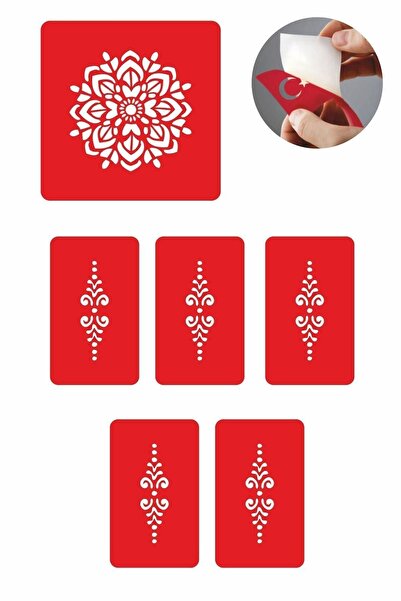 Airbrush Tattoo Papatya Bahçesi 5 Adet Geçici Dövme Kına Şablonu