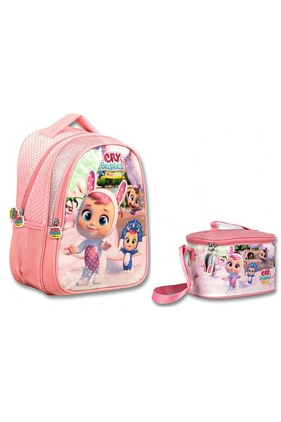 ÜMİT ÇANTA Rabbit Ears - Primary School Backpack and Lunch Box Set - Light Pink - Girl