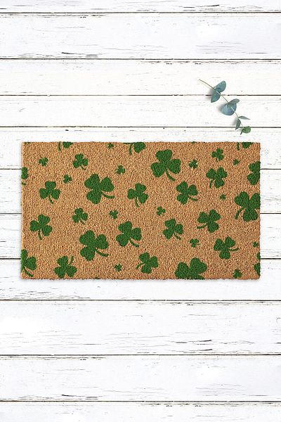 Paspas Yap Green Clover Patterned Door Mat Koko Mat Exterior Door Front Mat Entrance Mat Printed
