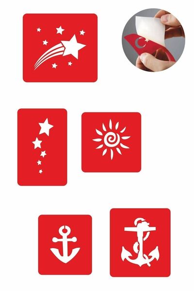 Airbrush Tattoo Gökyüzü Herkesindir 5 Adet Geçici Dövme Kına Şablonu