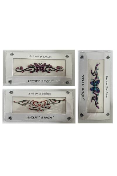 Airbrush Tattoo Taşlı Yapıştırma Dövme 3 Adet Birden Set7