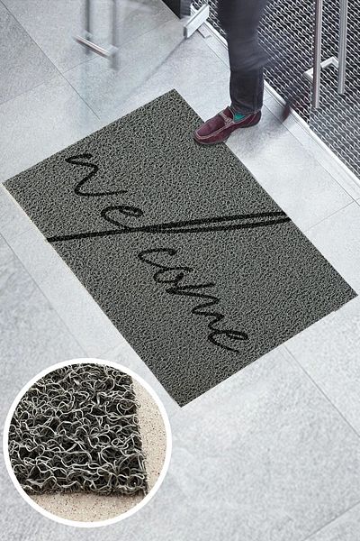 Paspas Yap Gray Non-Slip Mat - Water Absorbent, for Workplace, Shop and Garden