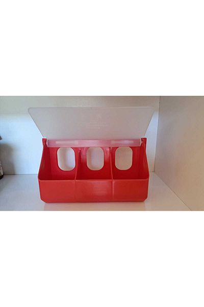 devavit 5 Pieces of Pigeon Food Bowl - Hanging Food Bowl, 3 Compartments (5 Pieces)