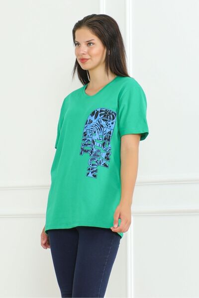 Bestenur The Nort Baskılı Tişört 1075 - Yeşil