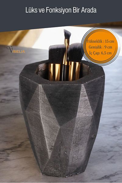 Viselia Ασημί Antique Πολύχρωμο Organizer Μακιγιάζ - Βούρτσα και Μοντέλο Πινέλου 19