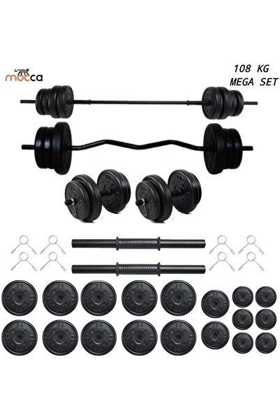 Mocca Style 108 Kg Z-Barlı MEGASET Halter Seti Ve Dambıl Seti ,Ağırlık Seti, ( PLAKA AGIRLIK TOPLAMI 100 Kg)