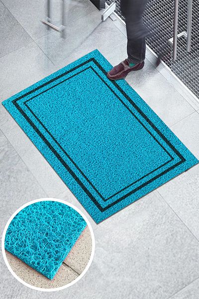 Paspas Yap Printed Curly Mat with Rectangular Frame Design - Workplace Door Mat