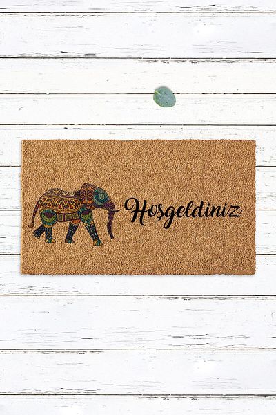 Paspas Yap Welcome Doormat with Elephant Home Decoration Entrance Mat Door Front Mat Koko Mat Bristle Mat 40x60