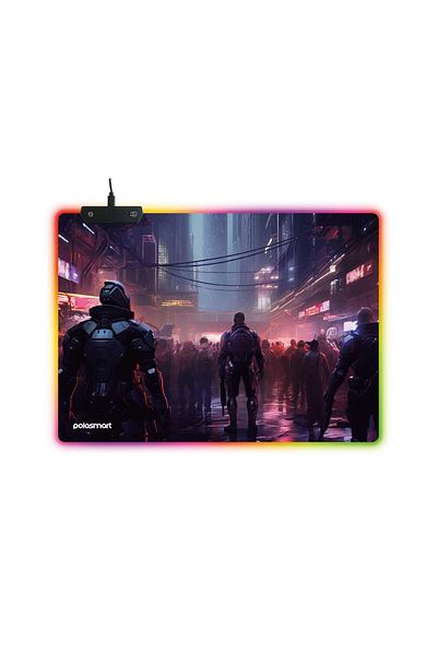Polosmart PGS306 RGB Iluminare Bază anti-alunecare Mouse Pad pentru jocuri cu model ergonomic