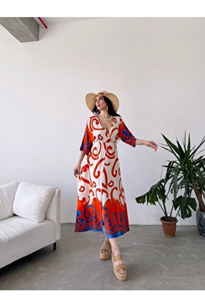 MİRVE BUTİK Double-breasted Dress with Slit Detail