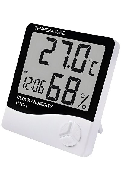 HTC Derece Termometre Isı Nem Saat Alarm Mini Dijital Termometre Nem Ölçer Oda Sıcaklığı Iç Mekan