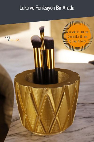 Viselia Χρυσό χρώμα Μακιγιάζ Organizer - Βούρτσα και Μοντέλο Βούρτσας 18