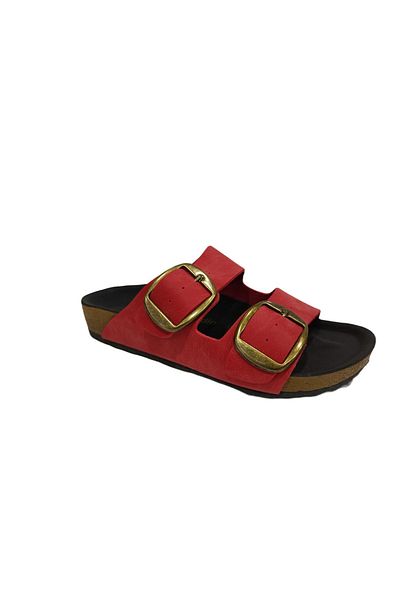 Pierre Cardin 6958 شبشب نسائي بإبزيم مزدوج أحمر