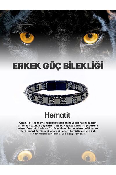 OSMANLI DEĞERLİ TAŞ Erkek Güç Bilekliği Doğal Taş Hematit