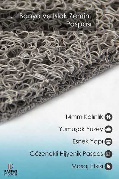 Paspas Yap Waterproof and Non-Slip Bath Mat - Circular Pattern and Wet Floor Shower Cabin