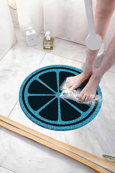 Paspas Yap 40x60 Round Bath Mat - Non-Slip, Water Absorbent and Curly Shower Mat