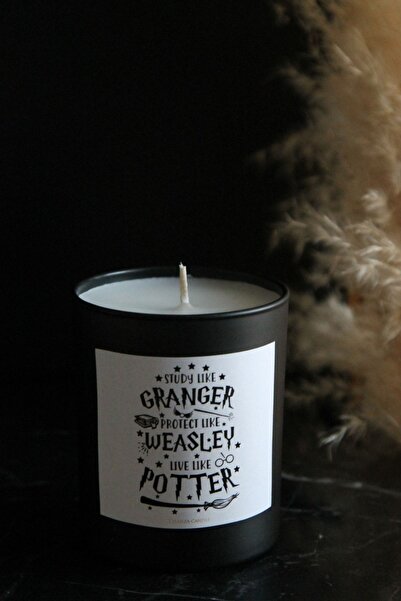 CHANZA HOME Harry Potter Büyük Boy Vanilya Kokulu Siyah Cam Bardak Mum Harry Potter