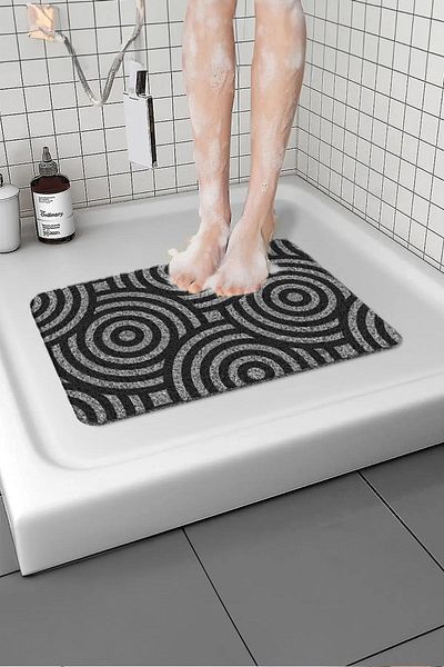Paspas Yap Waterproof and Non-Slip Bath Mat - Circular Pattern and Wet Floor Shower Cabin