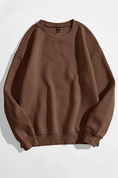 MODAGEN Braunes, einfarbiges Unisex-Sweatshirt mit Rundhalsausschnitt und Übergröße