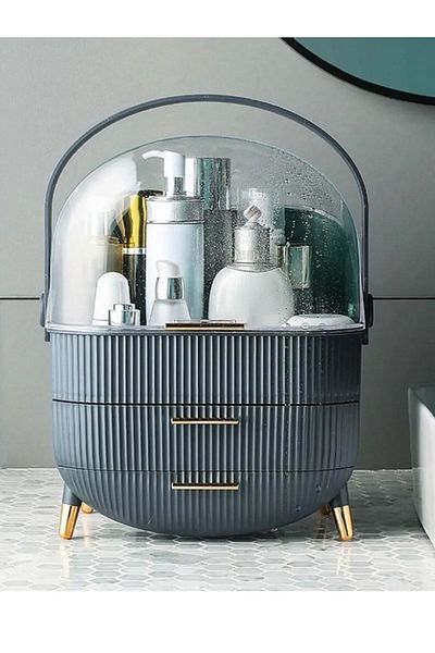 GİLLİ STORE Organizator de machiaj Organizator de cosmetice cu sertar Gri