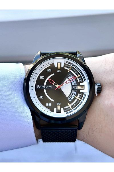 Ferrucci Men's Wicker Cord Wristwatch with Calendar
