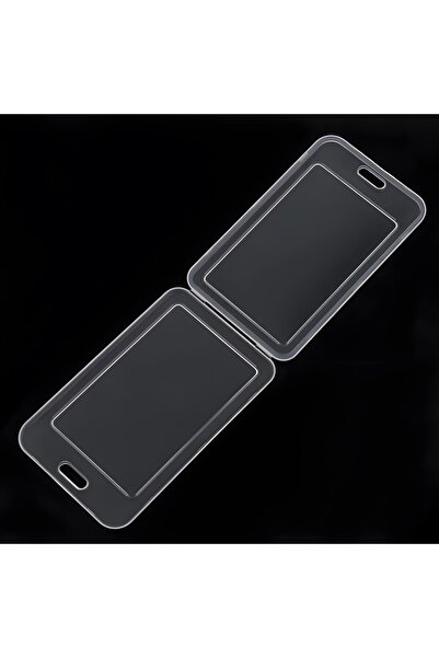 StormiStoretr Premium Kart Kılıfı Şeffaf Dikey Yaka Kartı Kart Koruyucu