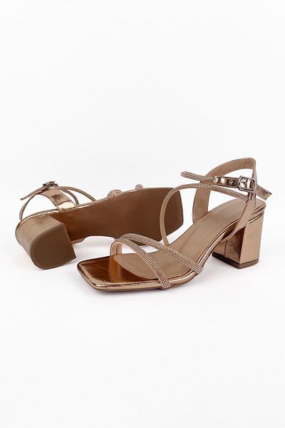 RABU Rose Stoned Comfortable Women's Evening Dress - Blunt Toe and Thick Heel