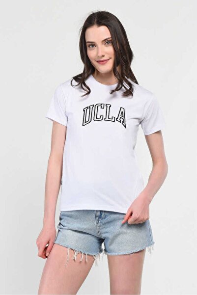 UCLA Γυναικείο μπλουζάκι Angela White Crew Neck με κέντημα