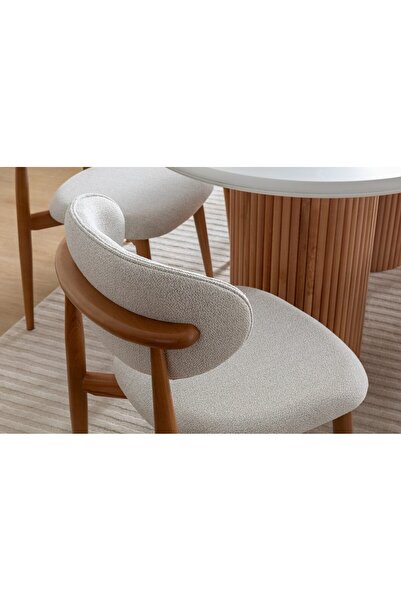 Luxehome Lotus Yemek Masası + 4 Adet Sandalye + 1 Adet Bench