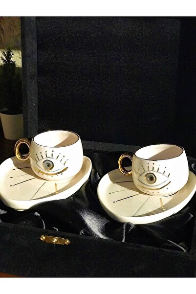 Monako Limited Edition 2 Adet, 24 Ayar Altın Dekorlu, Nazar Göz Figürlü El Ya...