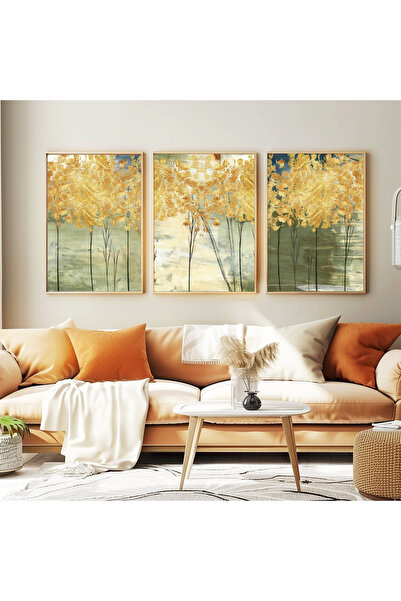 wudie Pictură decorativă din 3 piese, cu cadru din lemn, pictură abstractă, p...