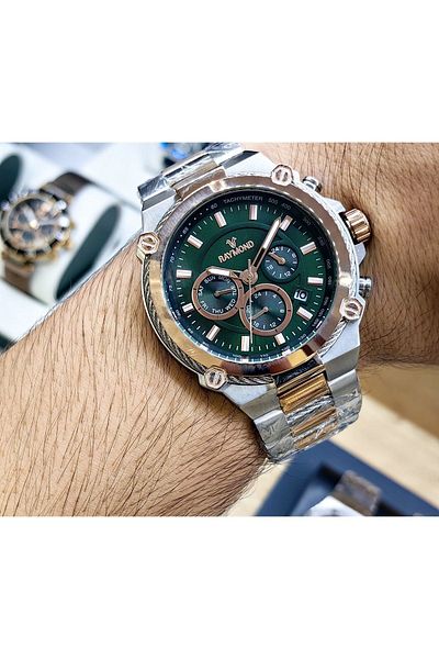 Raymond Green Dial Steel Men's Wristwatch