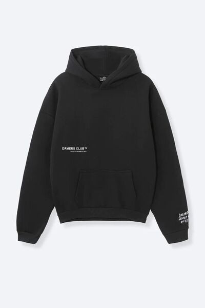 MODAGEN Unisex Μαύρο 100% βαμβακερό φούτερ oversize