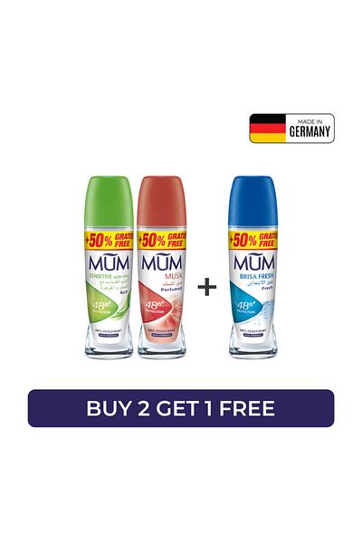 MUM Deodorant Roll on - B2G1 -75ml UNISEX (Sensitive Aloe Vera, Must, Brisa Fresh)
