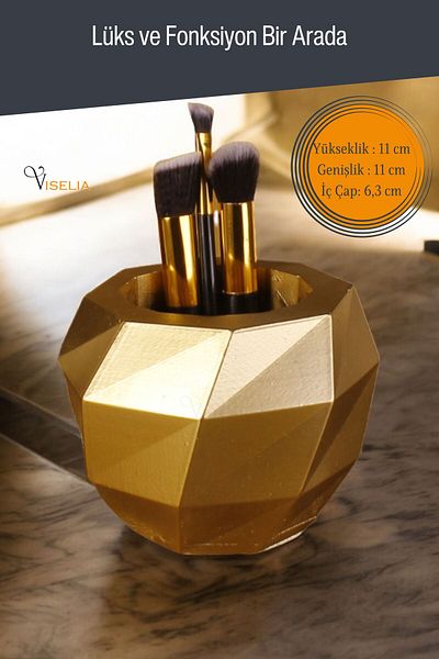 Viselia Χρυσό Χρώμα Μακιγιάζ Organizer - Βούρτσα και Μοντέλο Βούρτσας 20