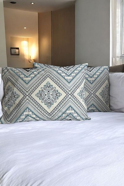 memhome Premier Ranforce 100% Cotton Blue-white Patterned 2 Pillow Cases - 50x70cm