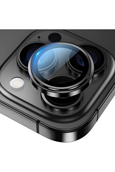 ZMOBILE Iphone 14 Pro Uyumlu Safir Kamera Lens Koruyucu Orijinal Kenarı Çıkıntılı Model Siyah