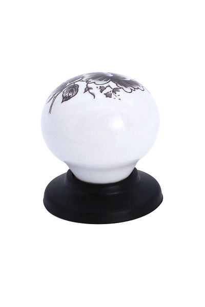 Porcellana Perla Arion Porcelain Handle Cabinet Drawer Furniture Kitchen Child Handle Ruby Button Black