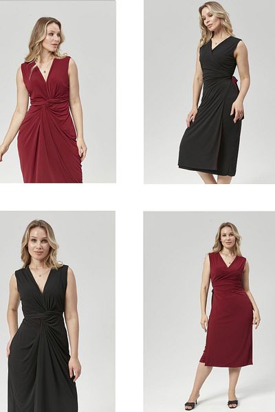 LYN MAMA Valentina Plus Size Sleeveless Evening Dress Black/Burgundy