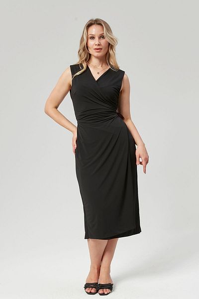 LYN MAMA Valentina Plus Size Sleeveless Evening Dress Black/Burgundy