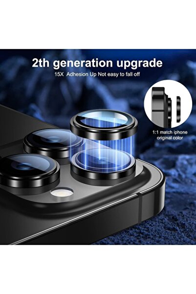 ZMOBILE Iphone 14 Pro Uyumlu Safir Kamera Lens Koruyucu Orijinal Kenarı Çıkıntılı Model Siyah